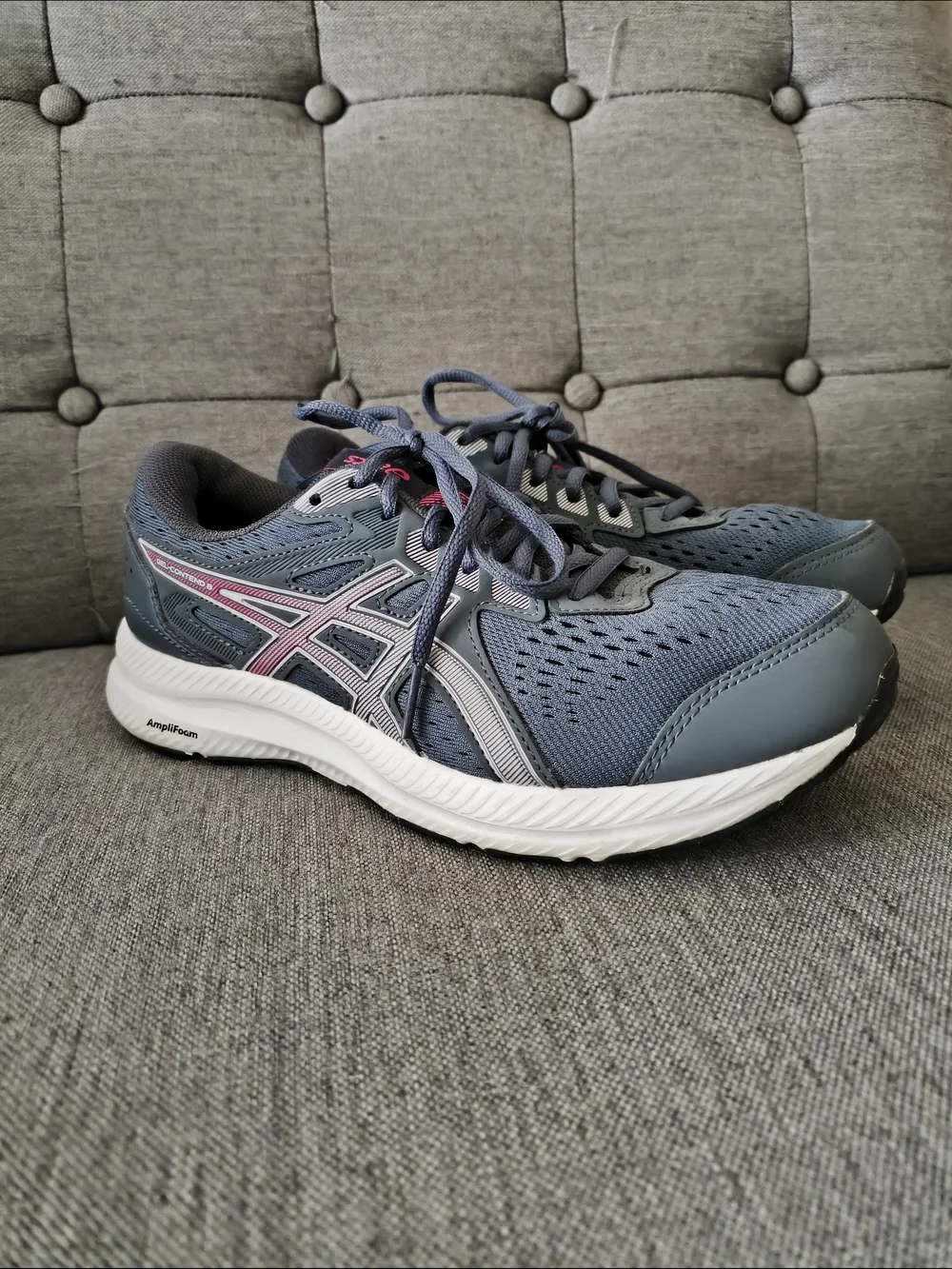 ASICS Women's Blue Running Sneakers with Pink Accent